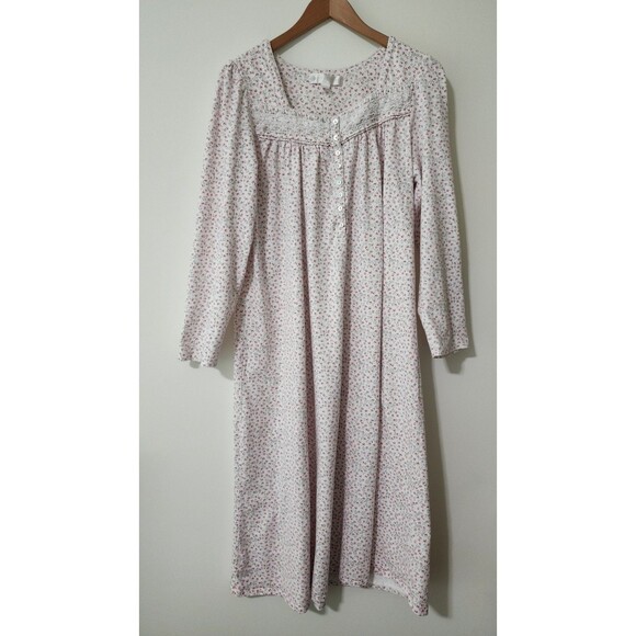 Lot of 2 Eileen West Womens Cotton Long Nightgowns Pink Blue Floral Size M - Picture 2 of 16